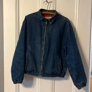 VINTAGE - RARE - LL BEAN insulated flannel-lined denim bomber jacket sz L